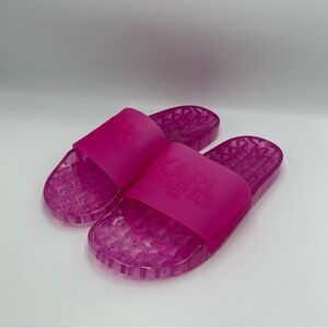 Karl Lagerfeld Fuschia Jelly Slides Rubber Size 11 Shoes Women’s